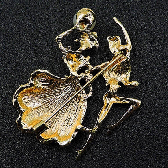 Male & Female Flamboyant Ballet Dancers Brooch-  W/Faux Pearl on her head - Picture 5 of 5